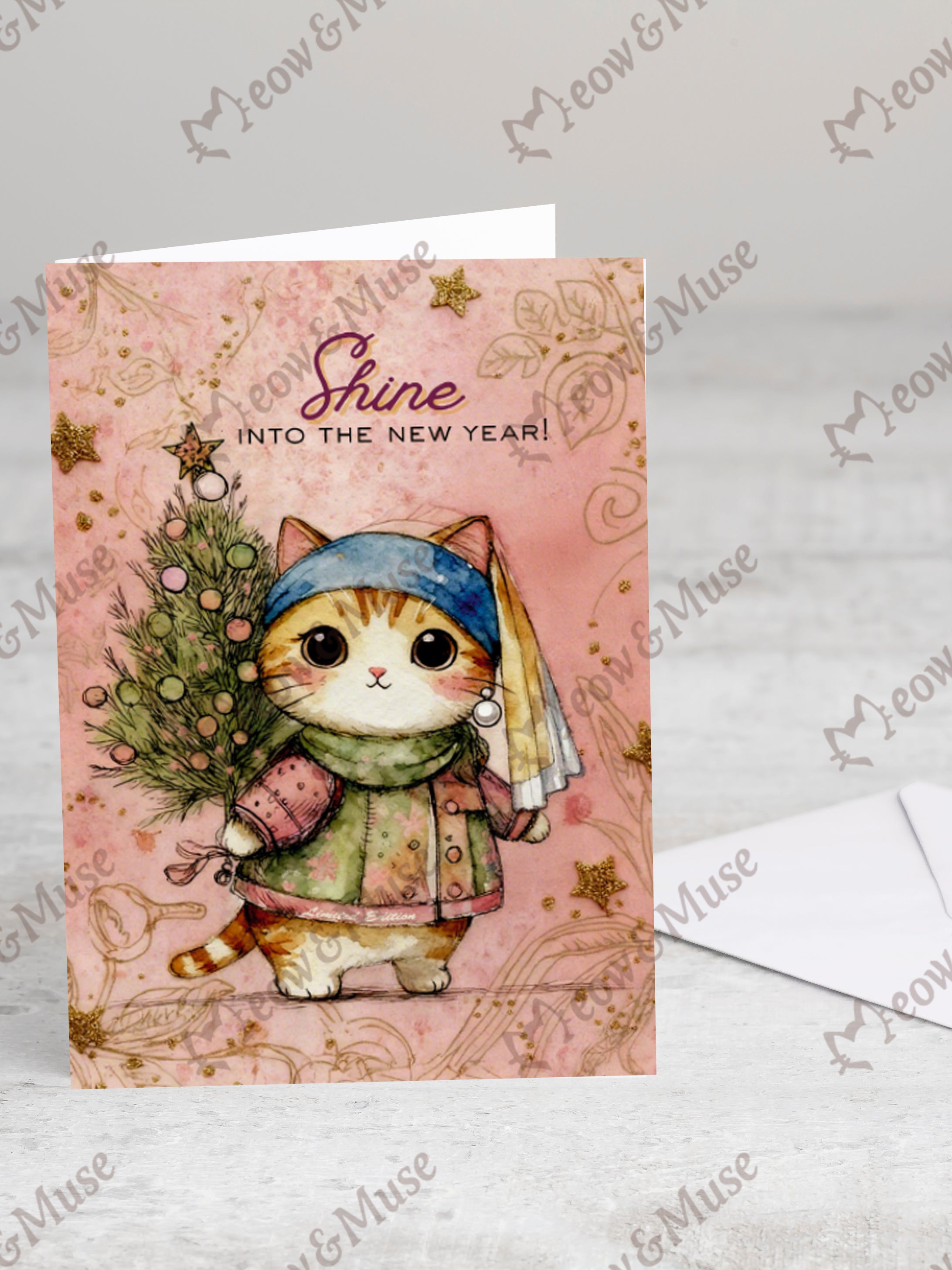 Greeting card 'Shine into the New Year' with envelope
