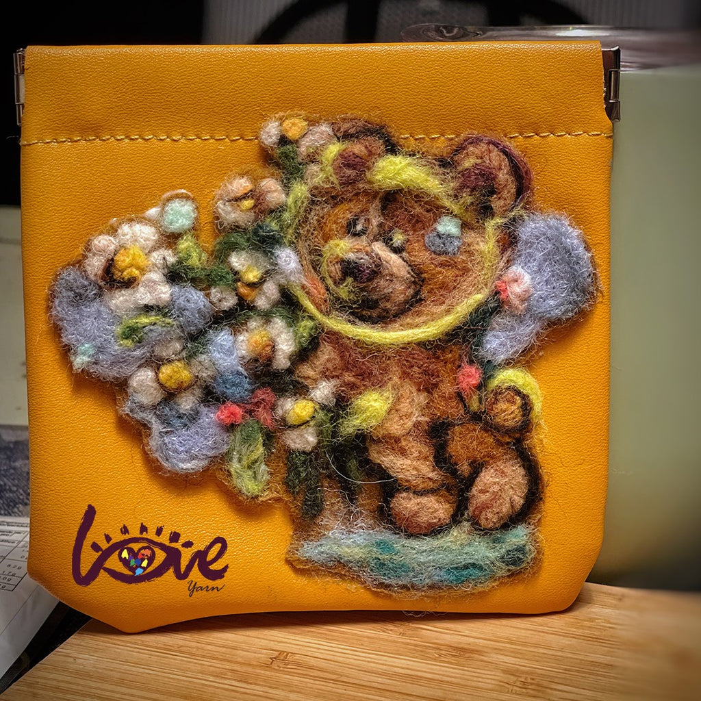 lovely bear holding the flowers