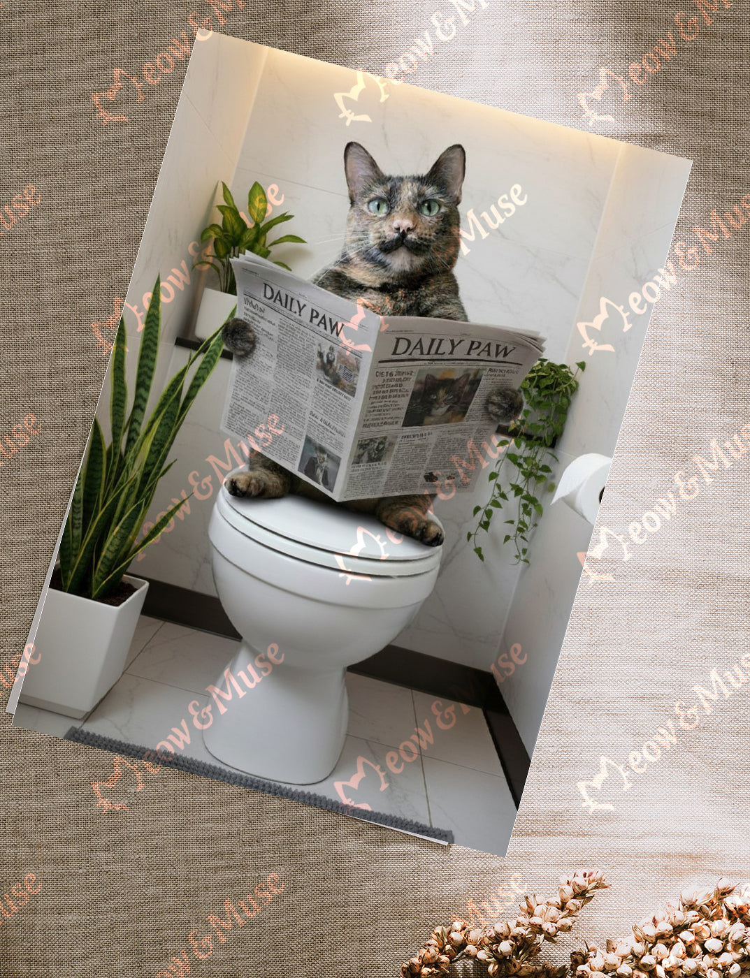 Postcard 'Cat on the toilet'