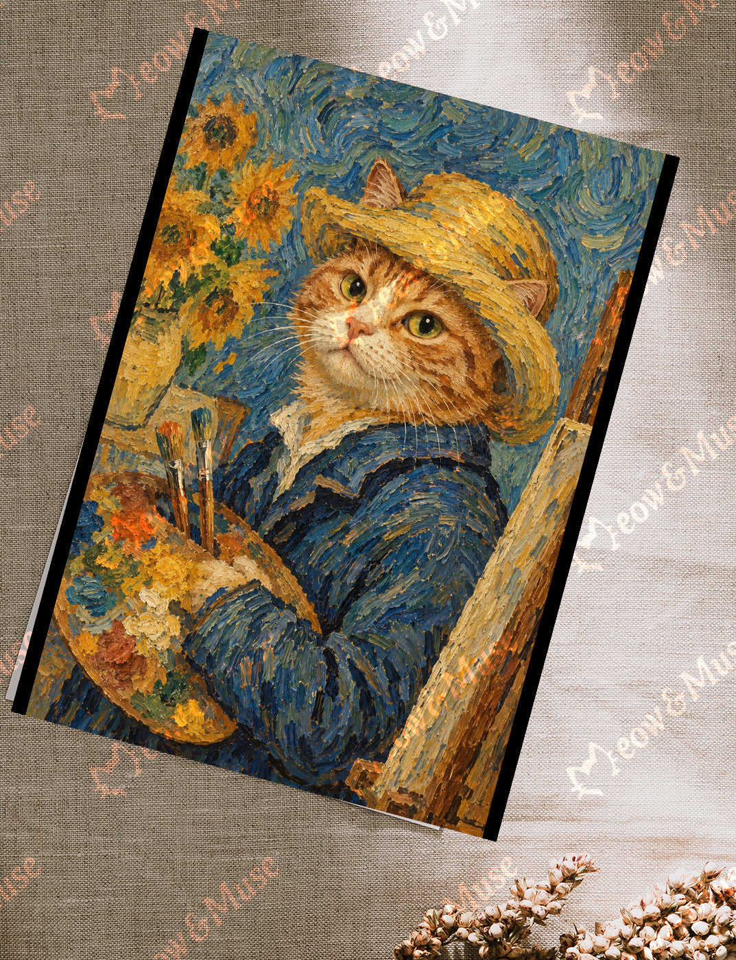 Postcard 'Purrtrait with Straw Hat'