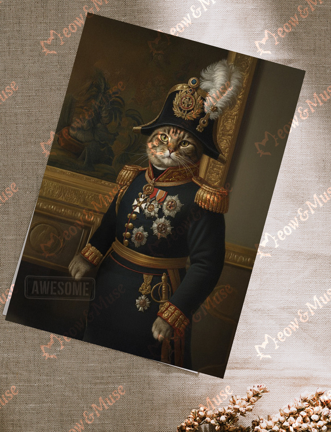 Postcard 'Awesome General Meow'