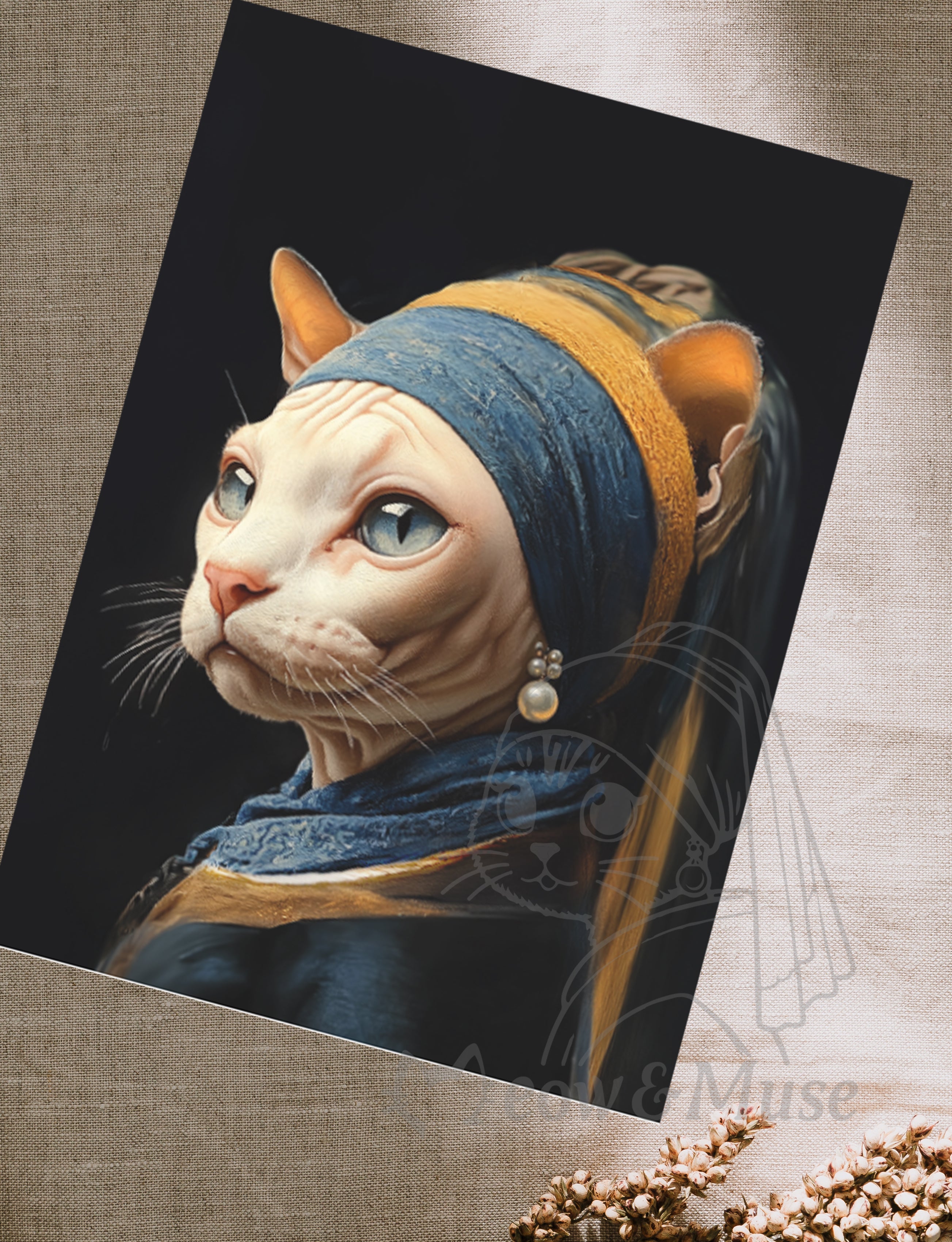 Postcard 'Vermeer cat Sphynx'