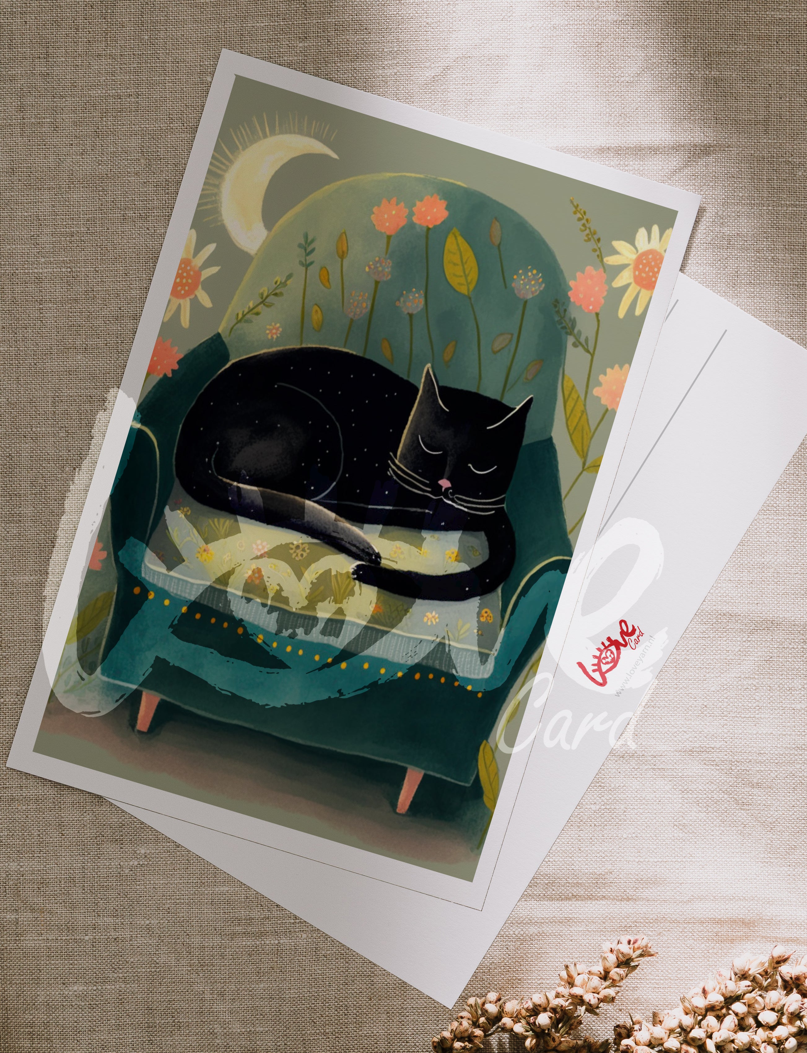Postcard 'Cat on the sofa'
