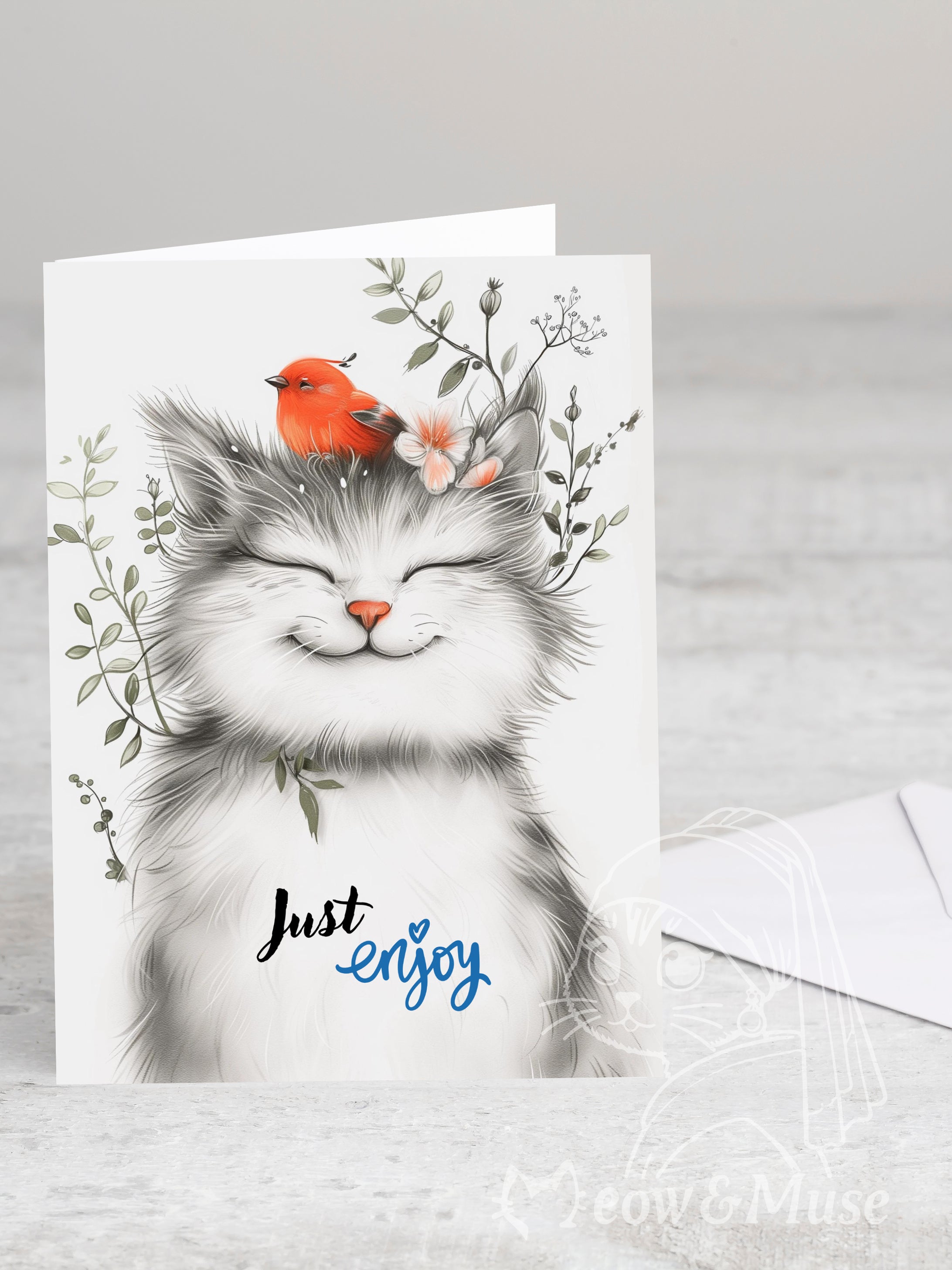 Greeting card 'Just enjoy white' with envelope