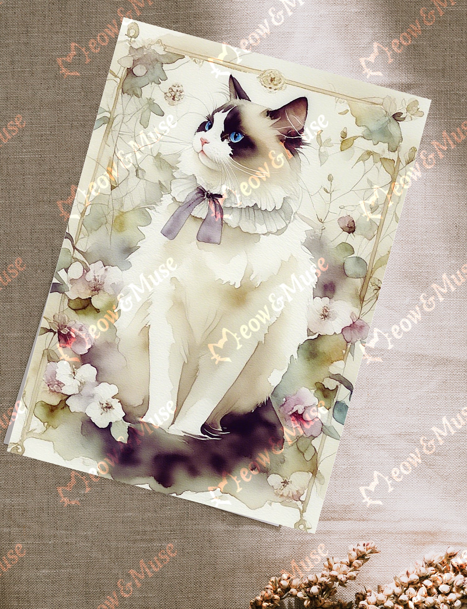 Postcard 'Elegant bow cat'