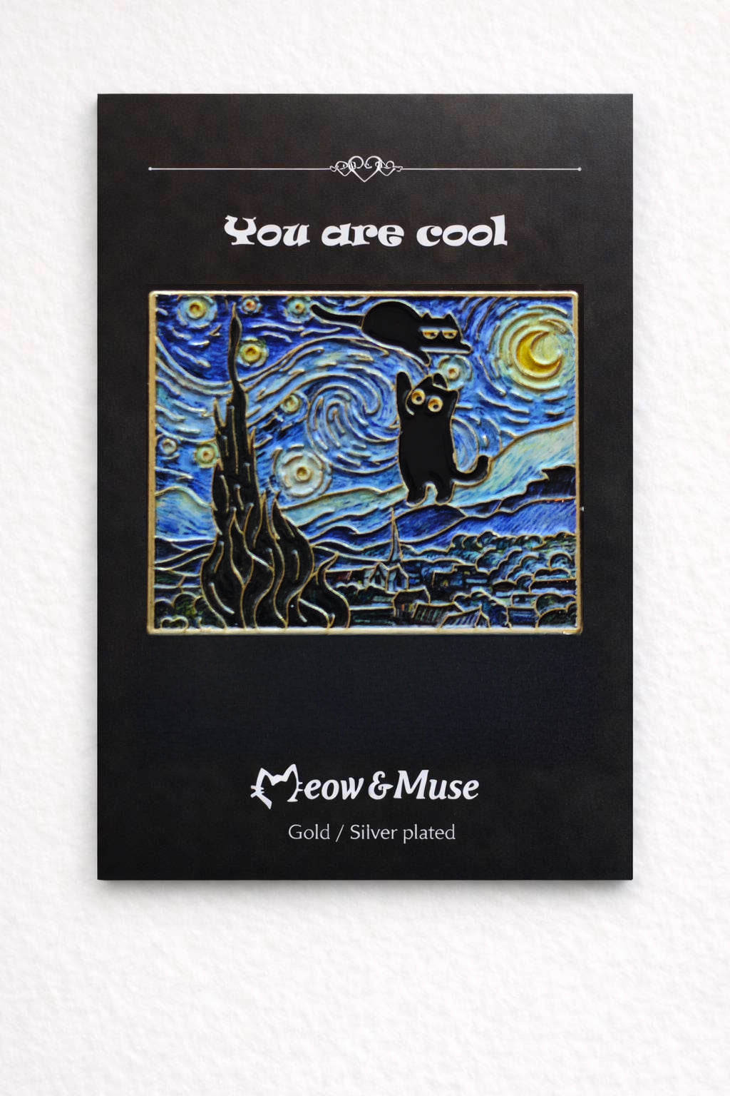 Floating Cats Starry Night Pin