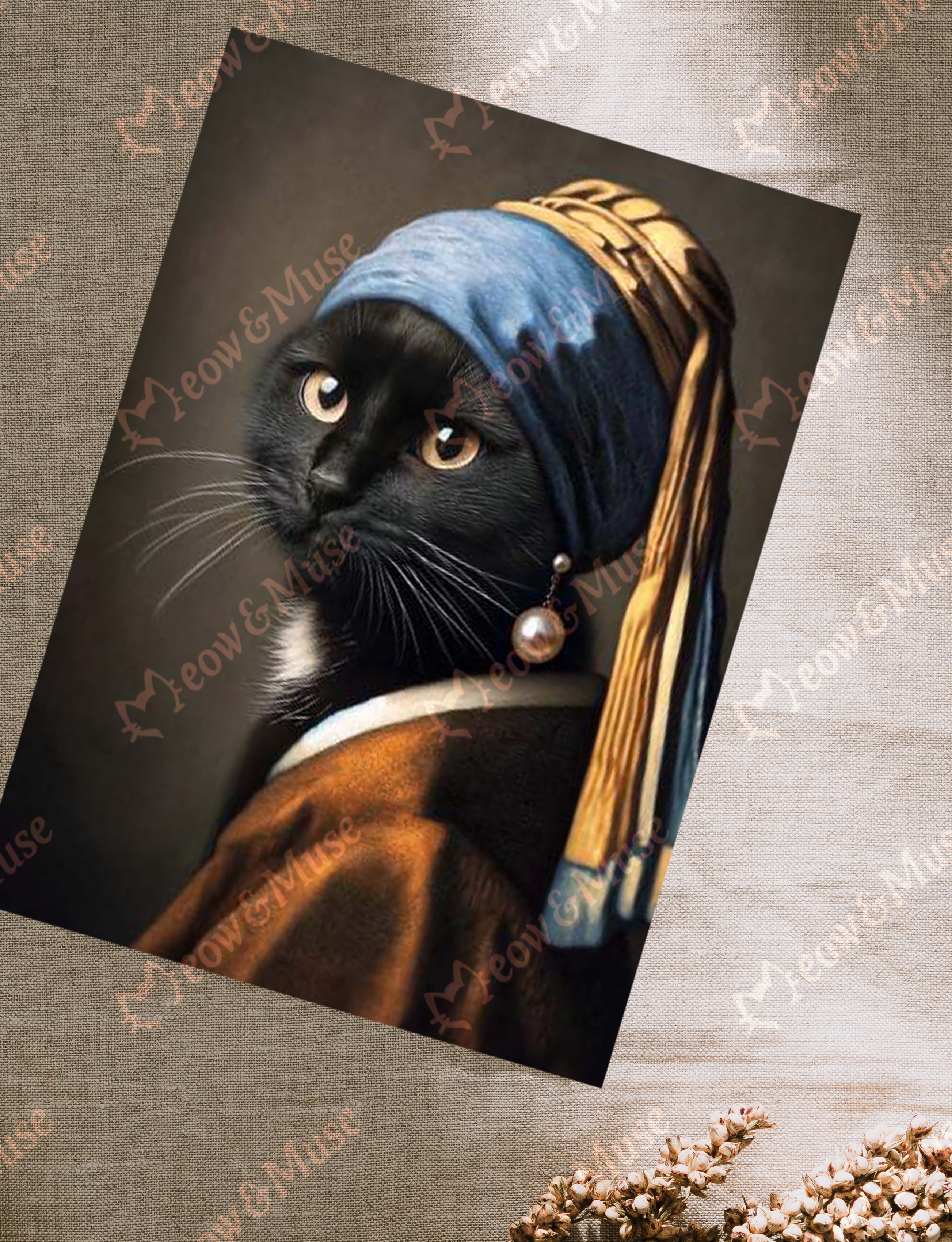 Postcard 'Vermeer cat Black'