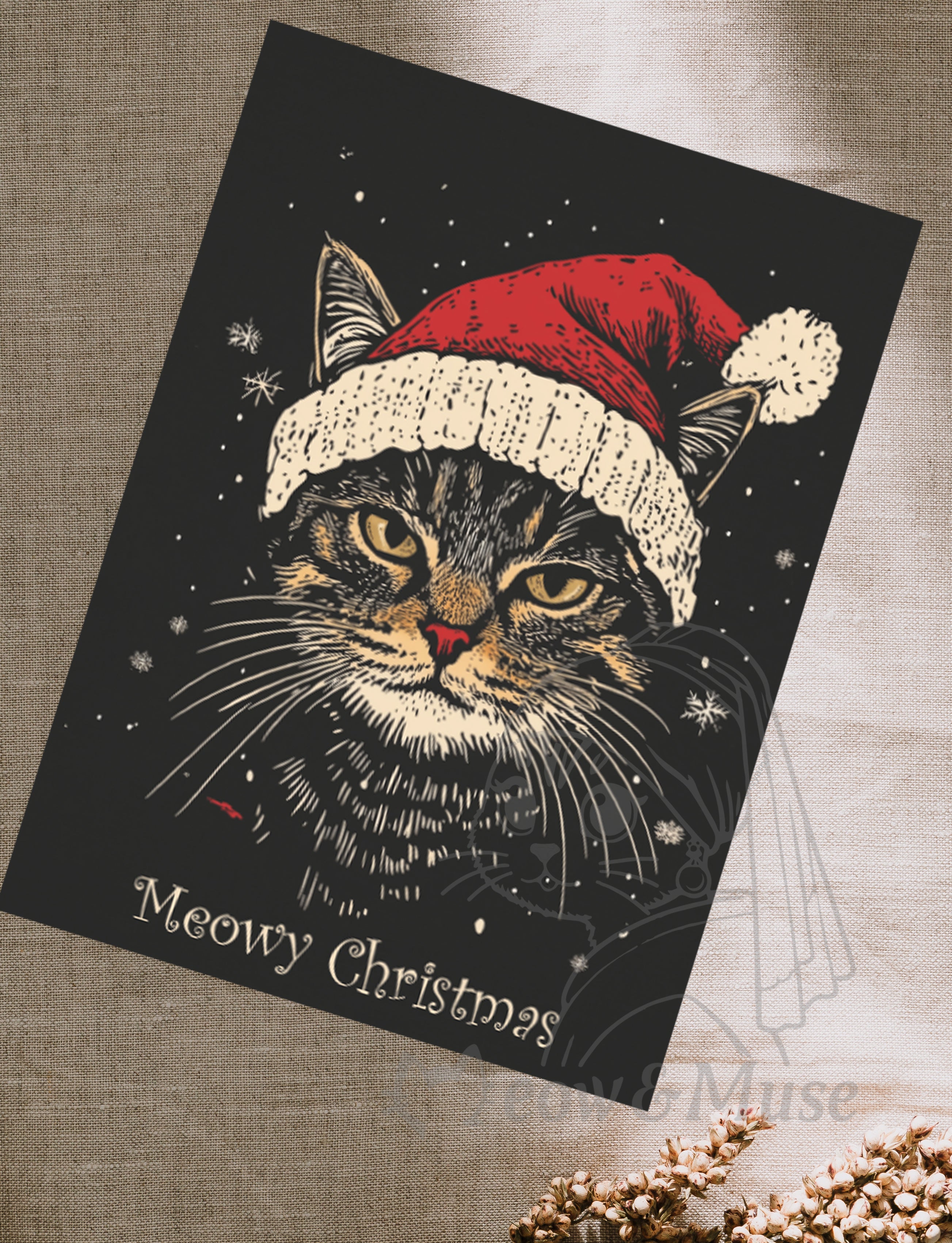 Postcard 'Meowy Christmas'