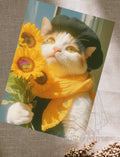 Postcard 'Cat with Sunflower'