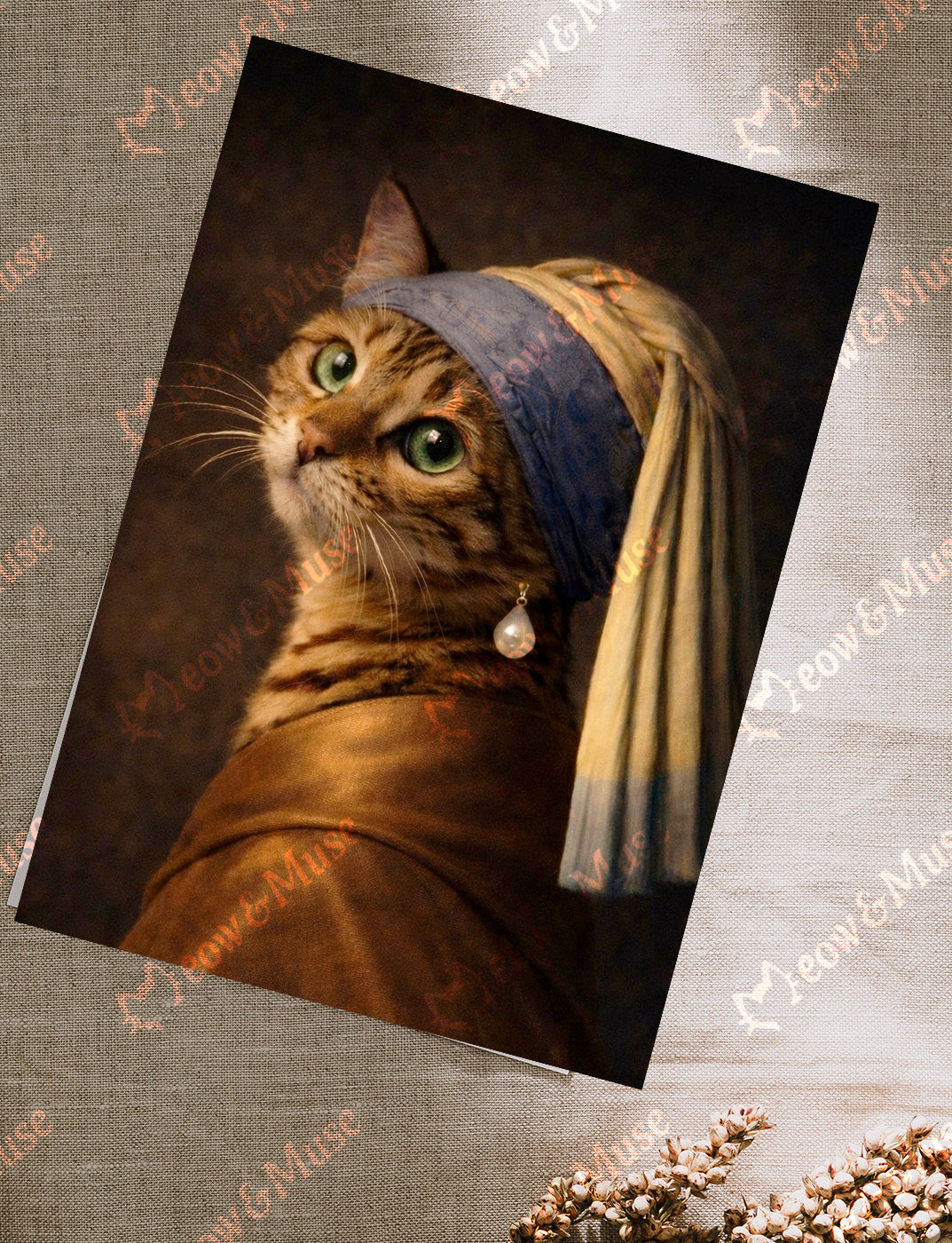 Postcard 'Vermeer cat Brown Tabby'