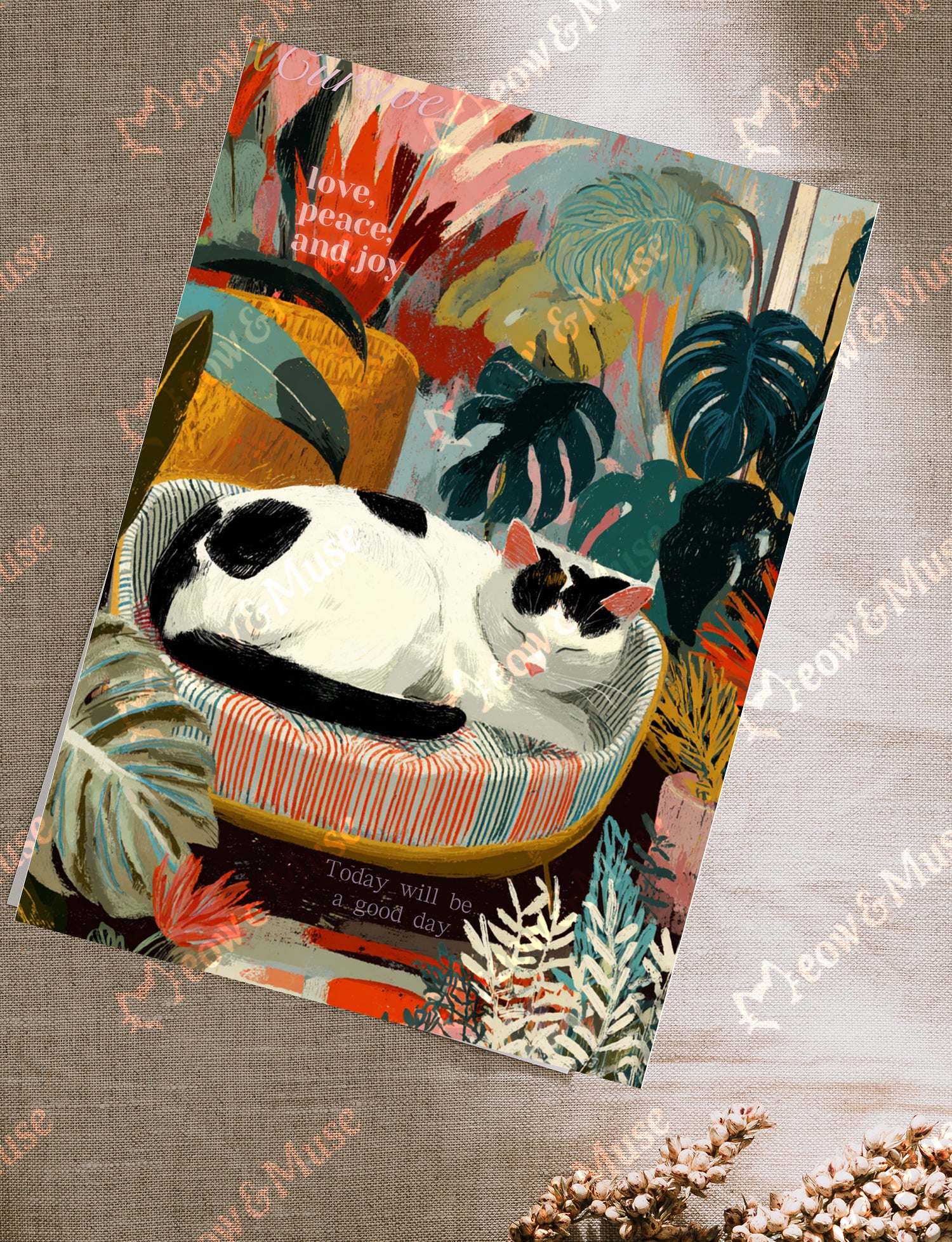 Postcard 'Sleep cat Love and Peace'