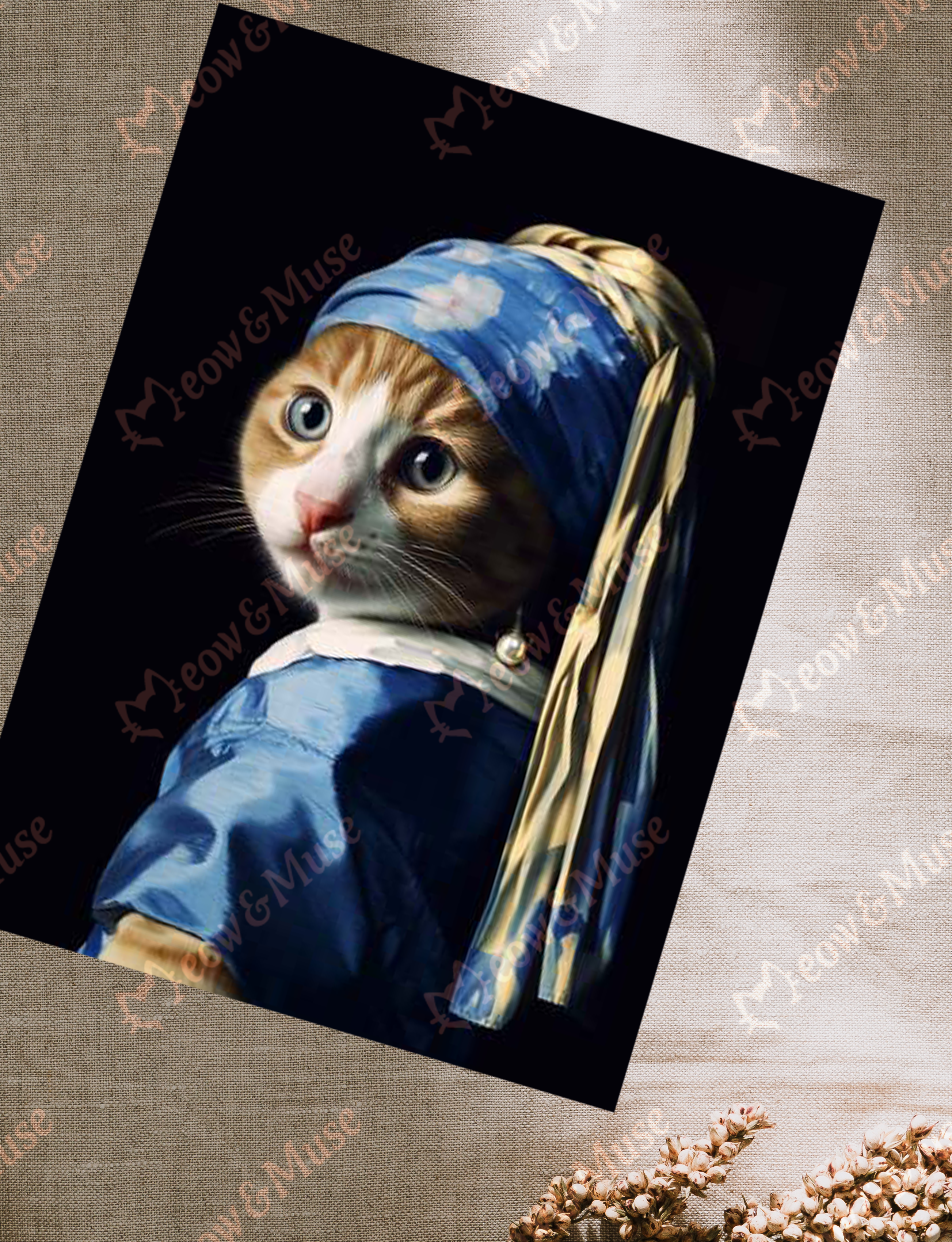 Postcard  'The cat with the pearl earring'