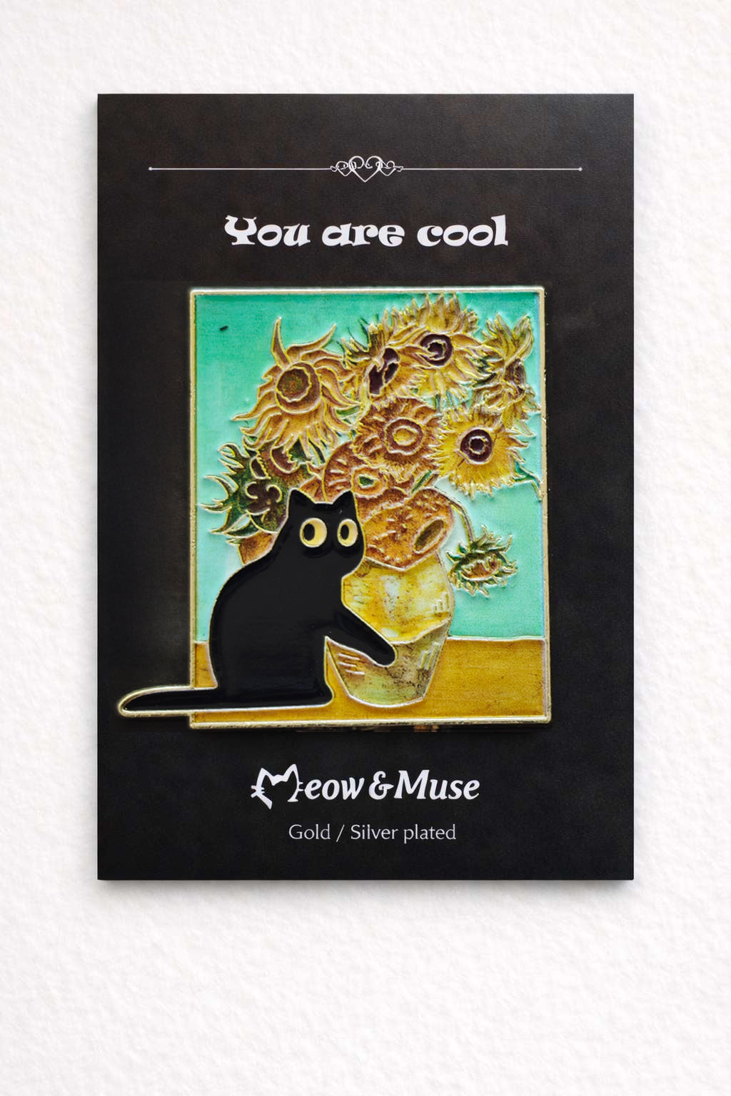 Sunflower Cat Enamel Pin
