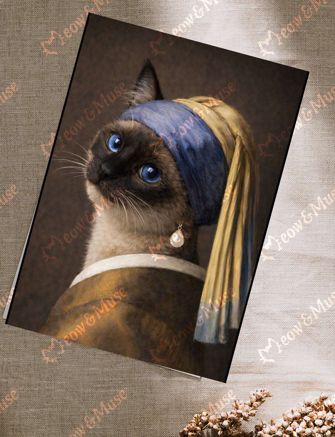 Postcard 'Vermeer cat Siamese'
