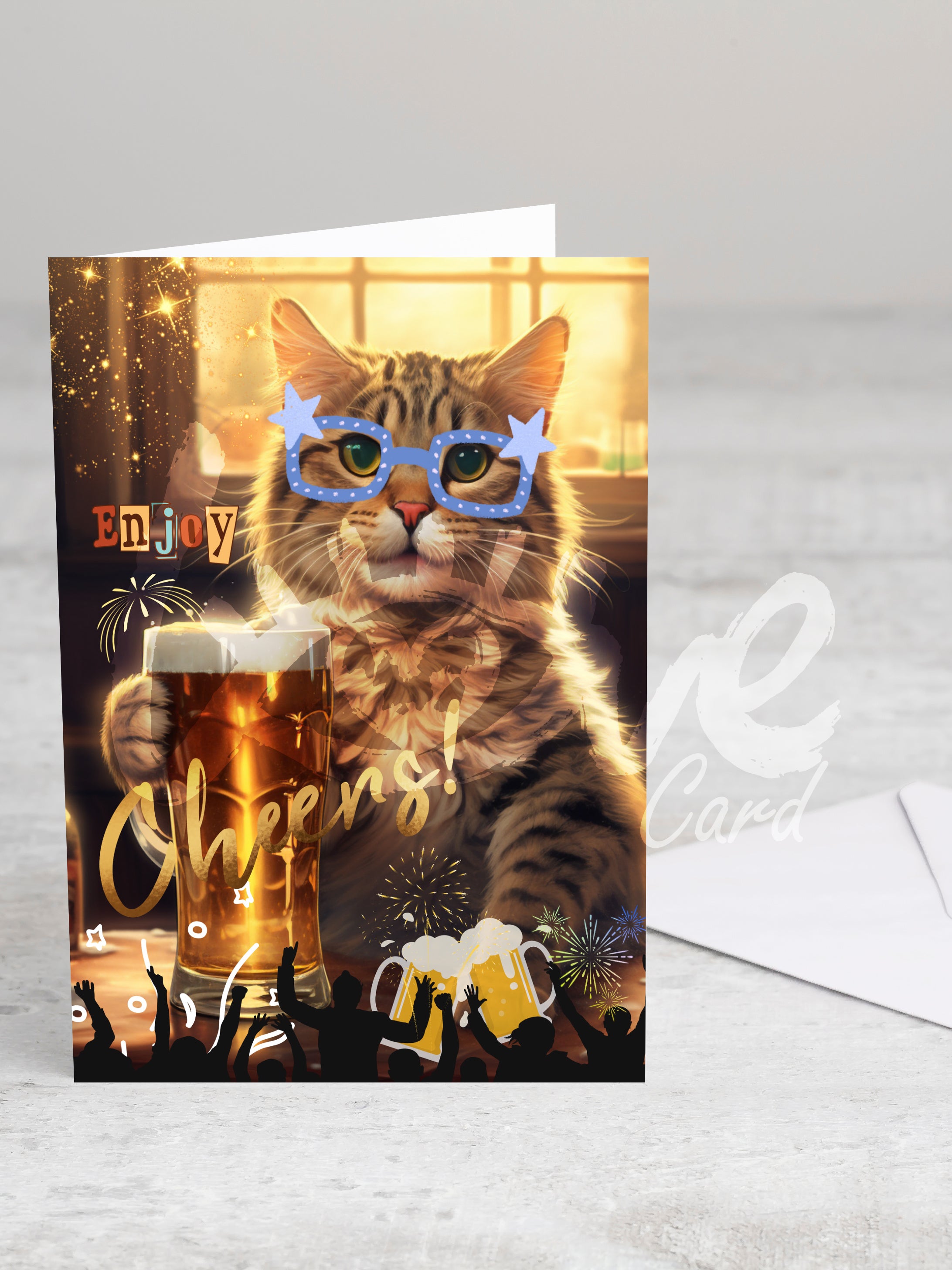 Greeting card 'Enjoy & Cheers' with envelope