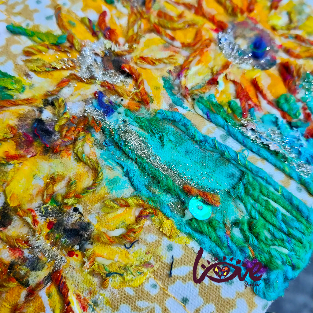 Yellow flowers with the blue vases
