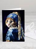 Greeting card 'The cat with the pearl earring' with envelope