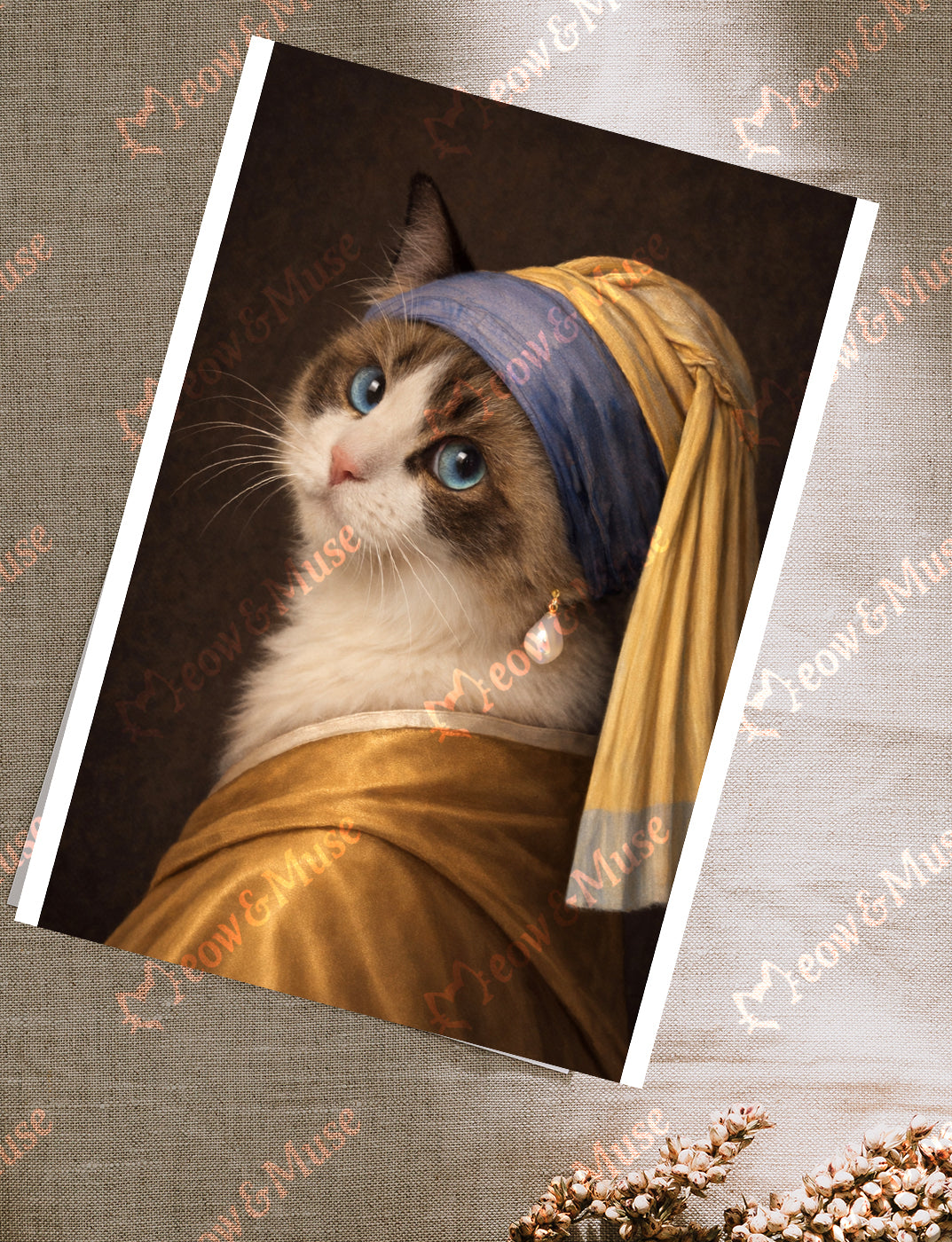 Postcard 'Vermeer cat Ragdol'