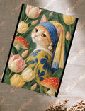 Postcard 'Vermeer cat Tulips & Mushrooms'