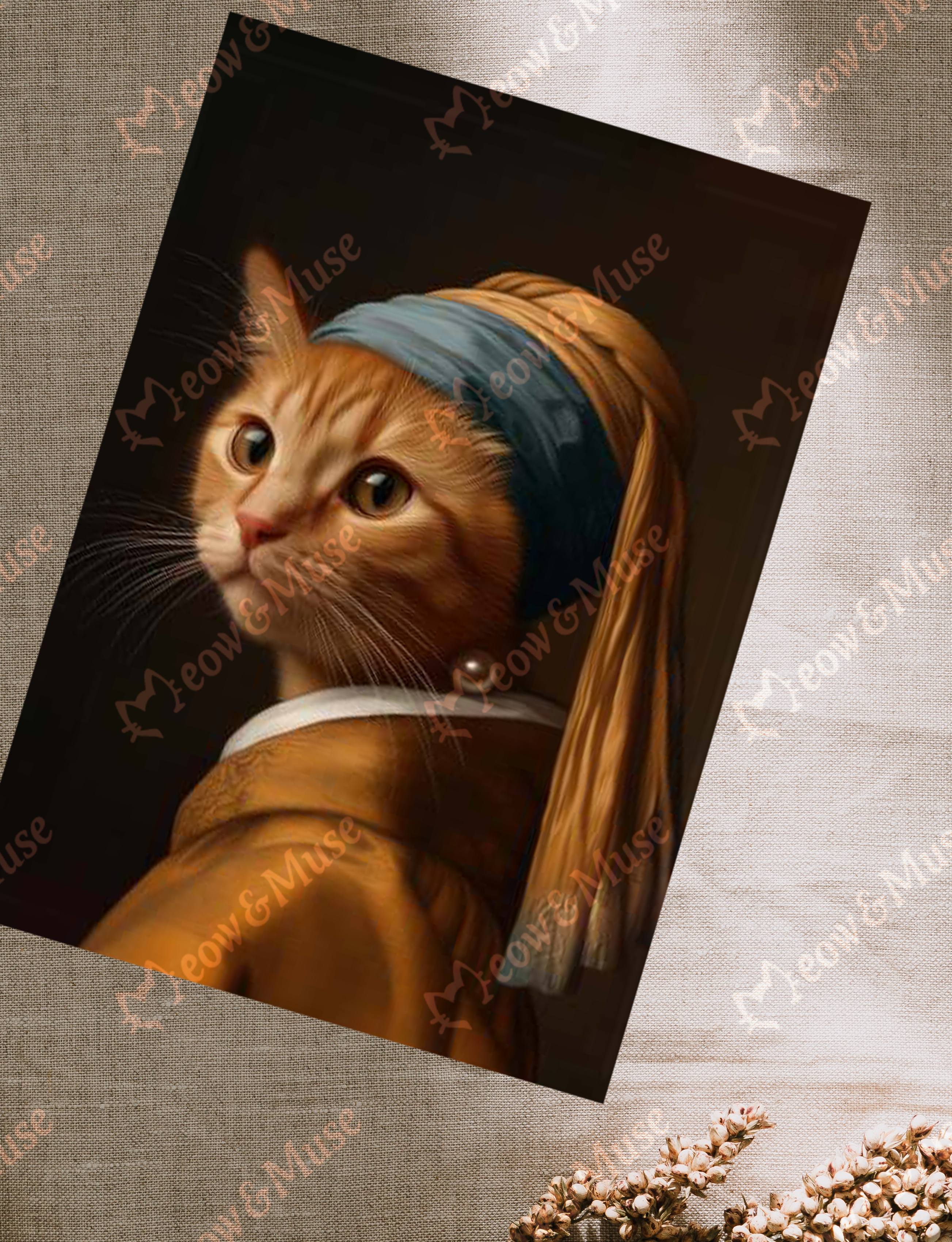 Postcard 'Vermeer cat Ginger'