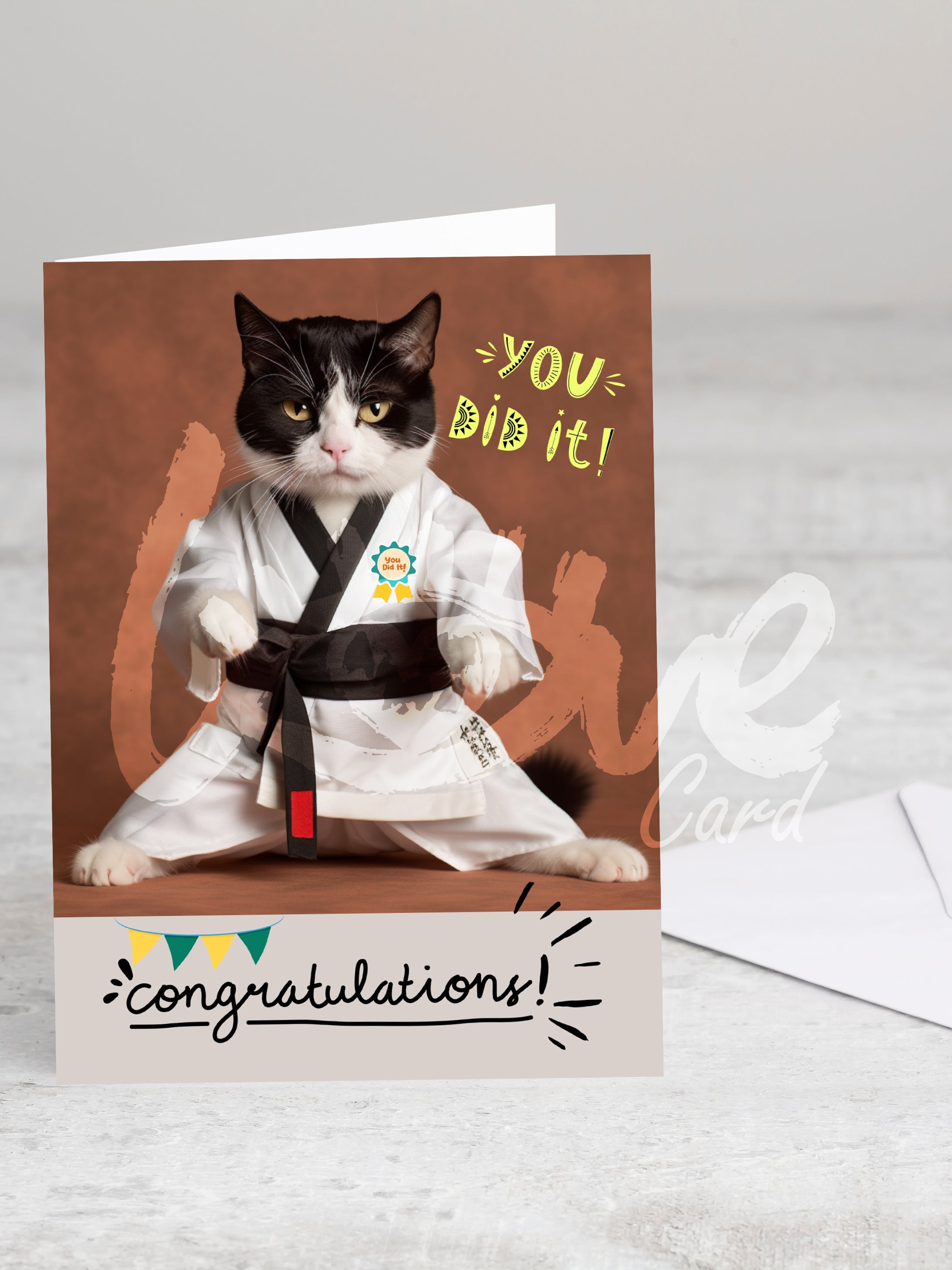 Greeting card 'Karate - You did it' with envelope