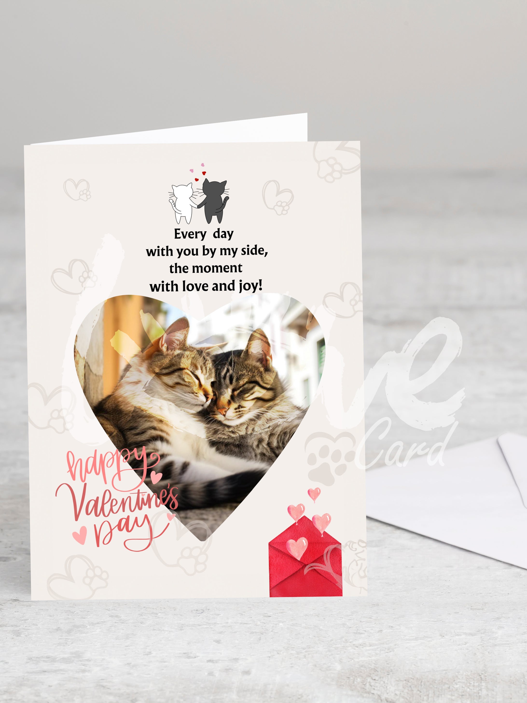 Greeting card 'Happy Valentines day (white)' with envelope