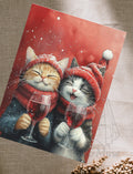 Postcard '2 cats with wine in winter'