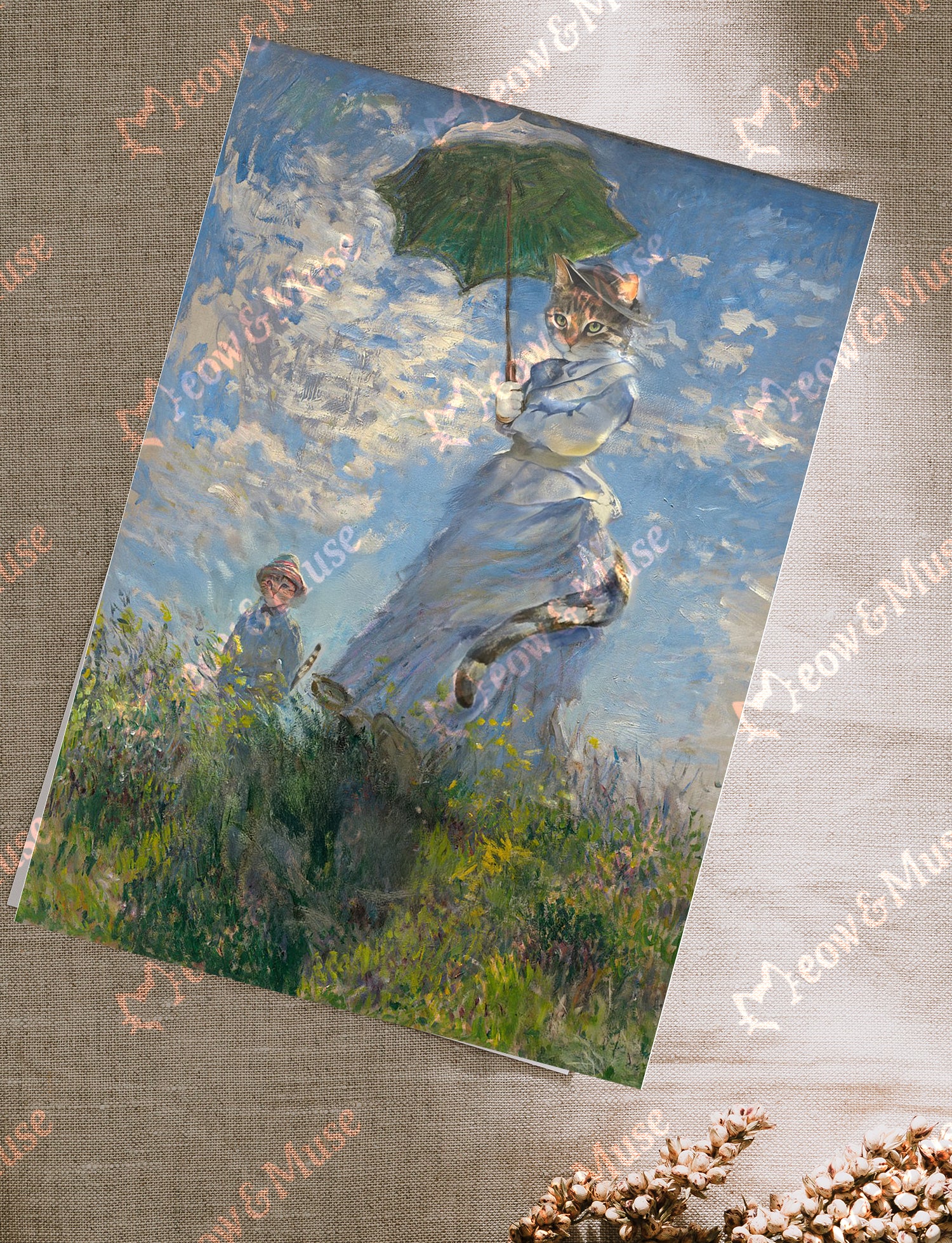 Postcard 'Cat with a parasol'