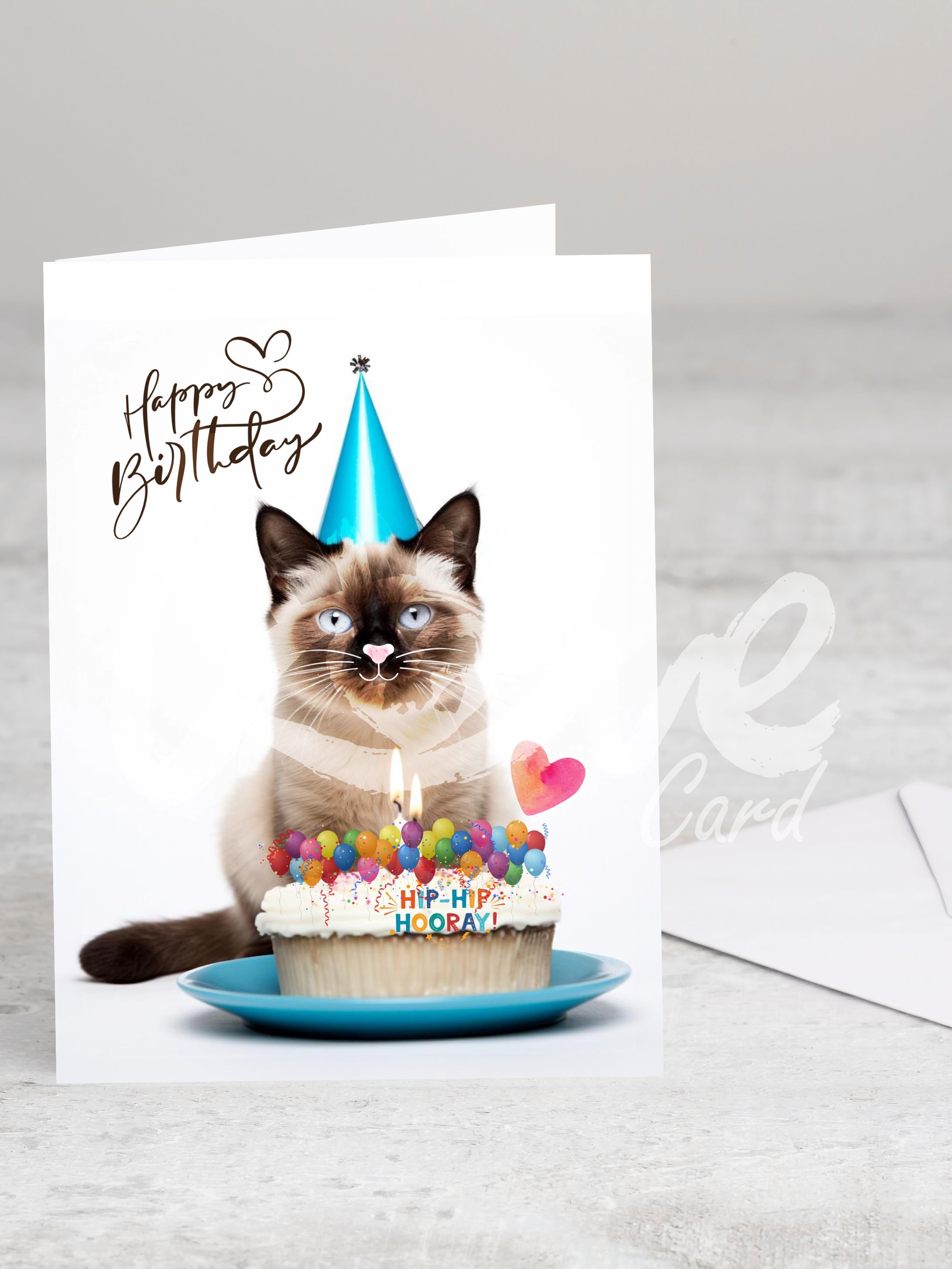 Greeting card 'Happy Birthday (white)' with envelope