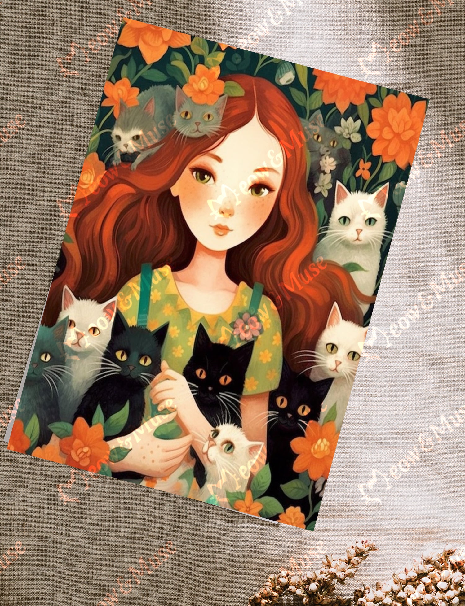 Postcard 'Girl with the cats'
