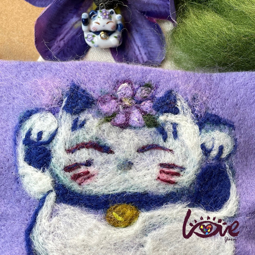 Purple lucky cat