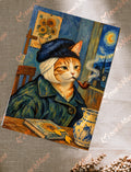 Postcard 'Self-Portrait with Pipe_Ginger tabby'