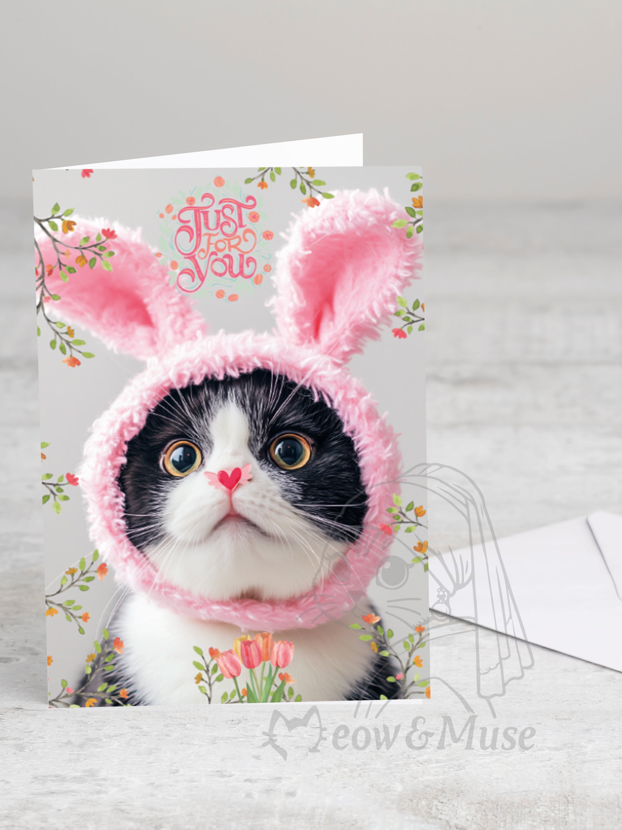 Greeting card 'Just for you pink' with envelope