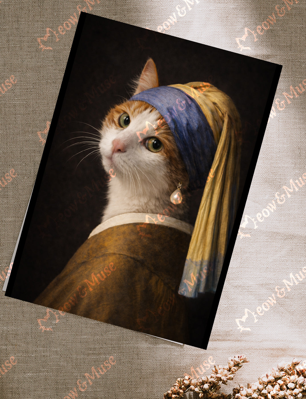 Postcard 'Vermeer cat White Tabby'