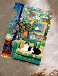 Postcard 'Tuxedo cat on the sofa'