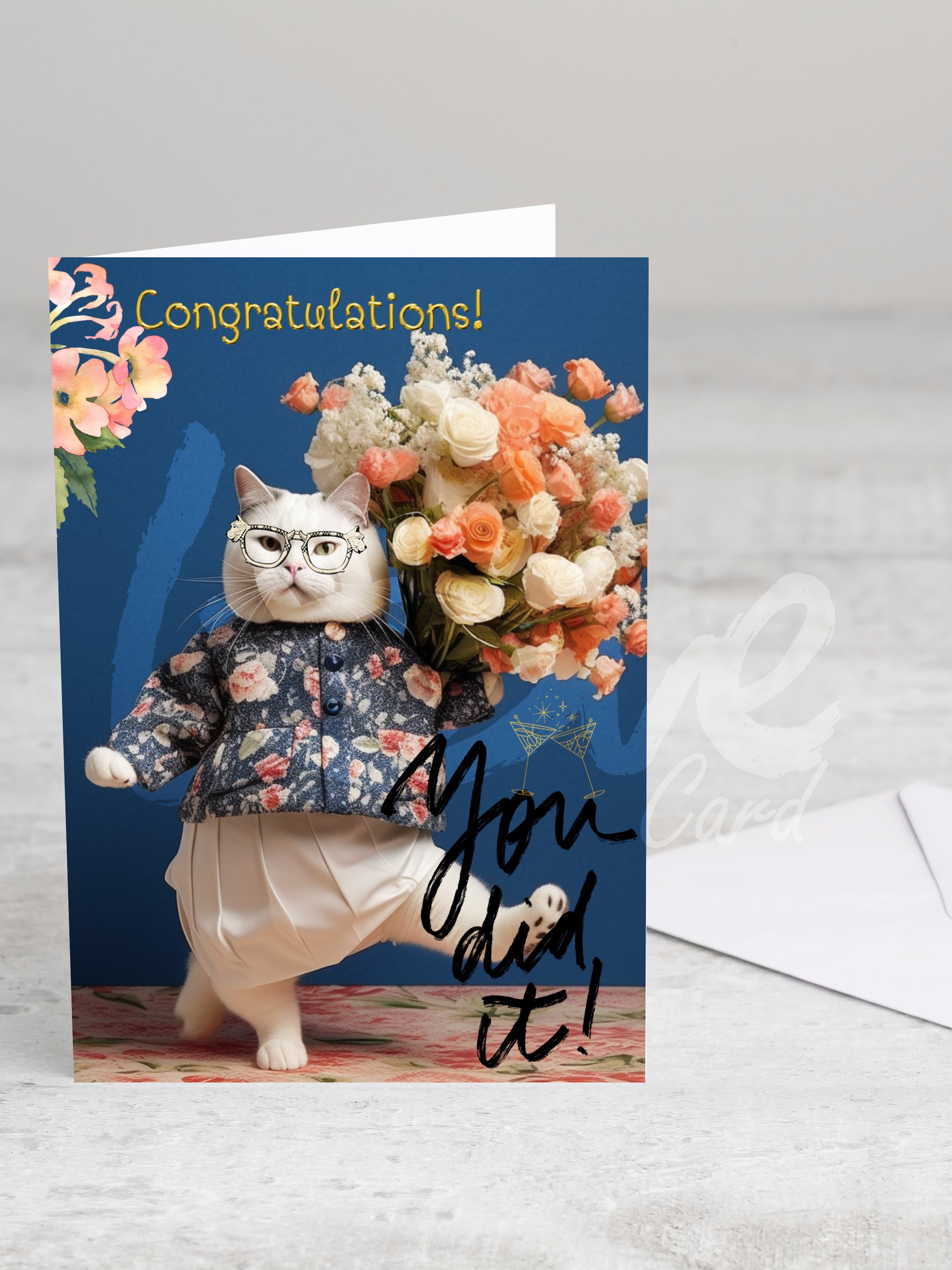 Greeting card 'You did it!' with envelope