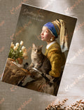 Postcard ' Greeting from Holland bycicle girl with cat'