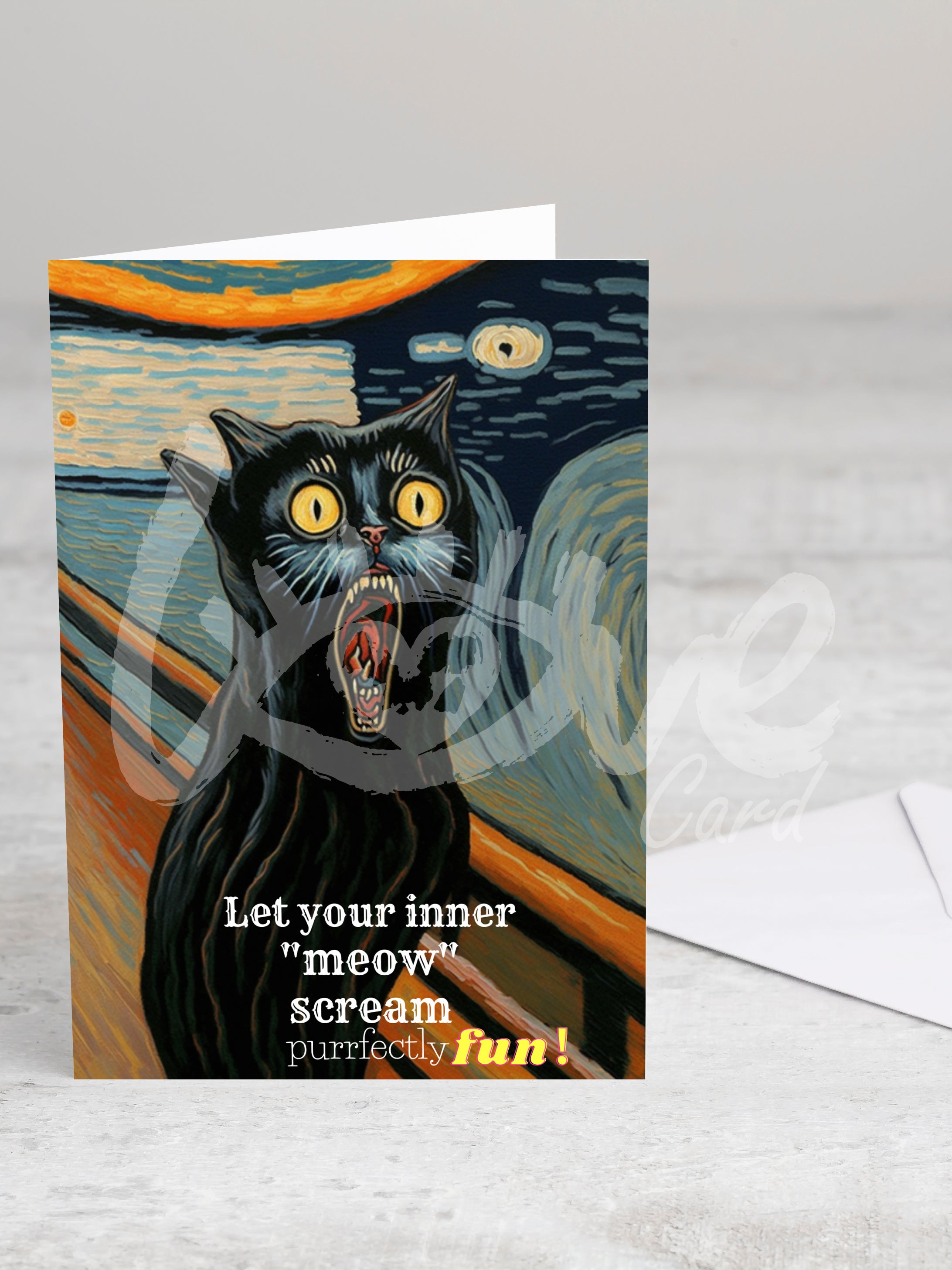 Greeting card 'Let your inner meow scream' with envelope