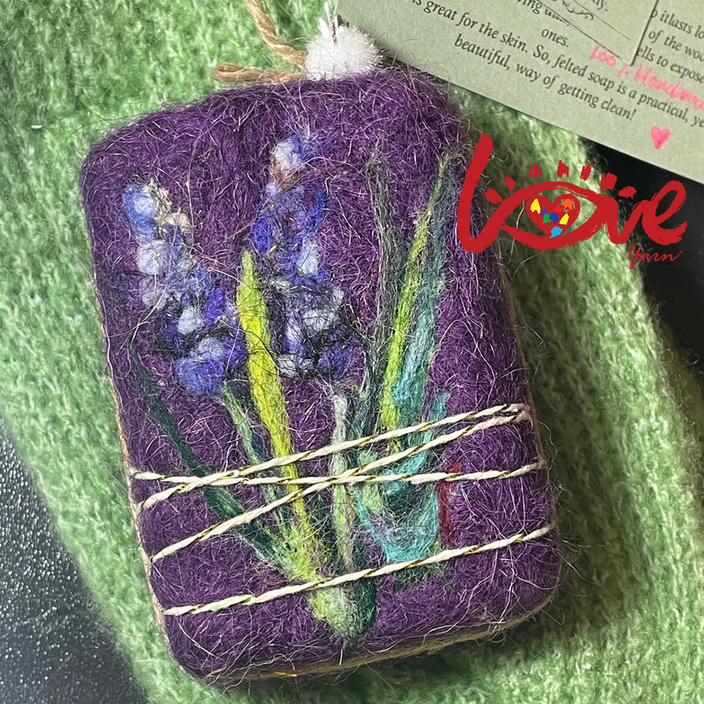 Felt soap 'Purple flowers'