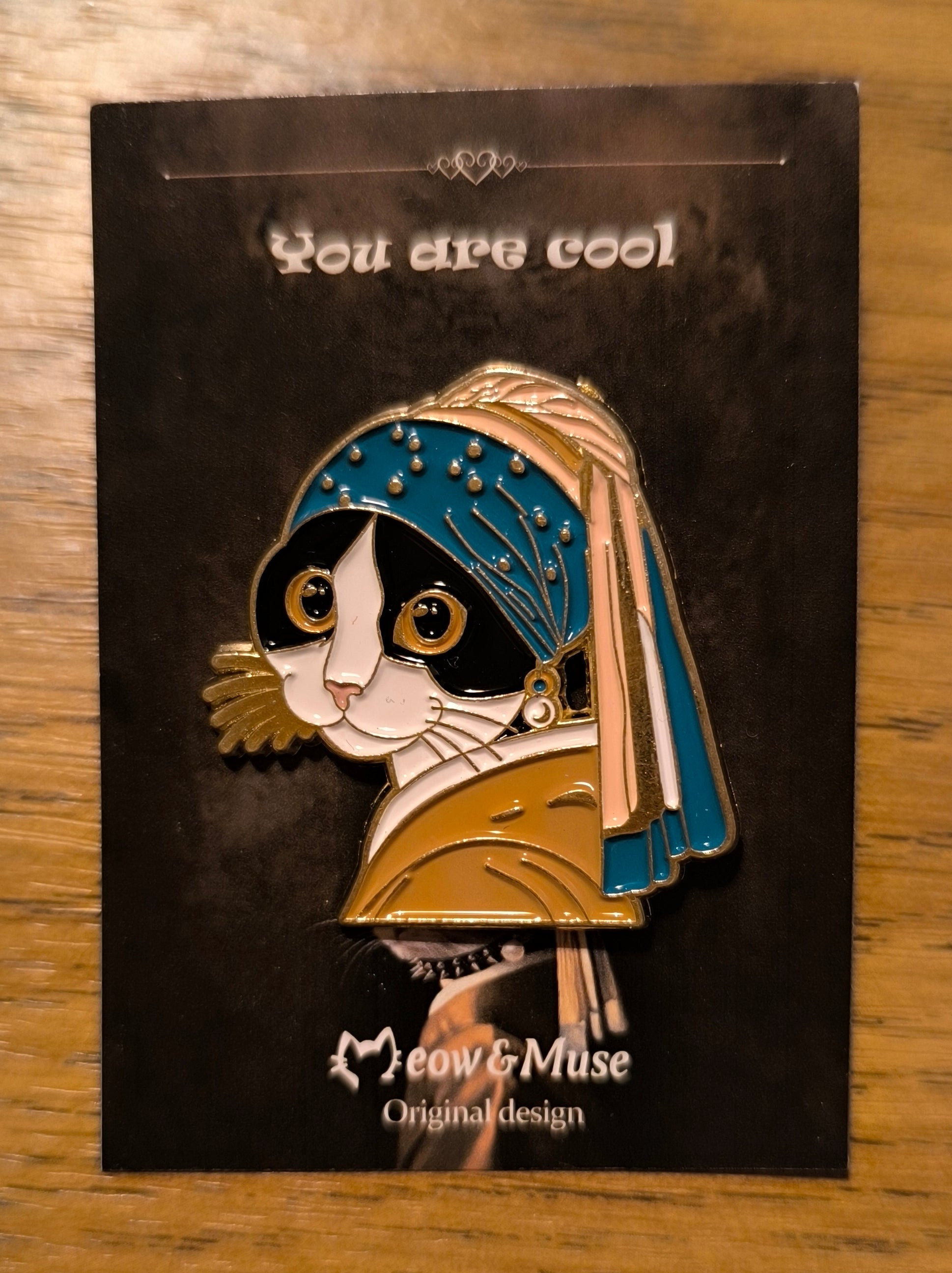 Cat pin 'Vermeer cat tuxedo'