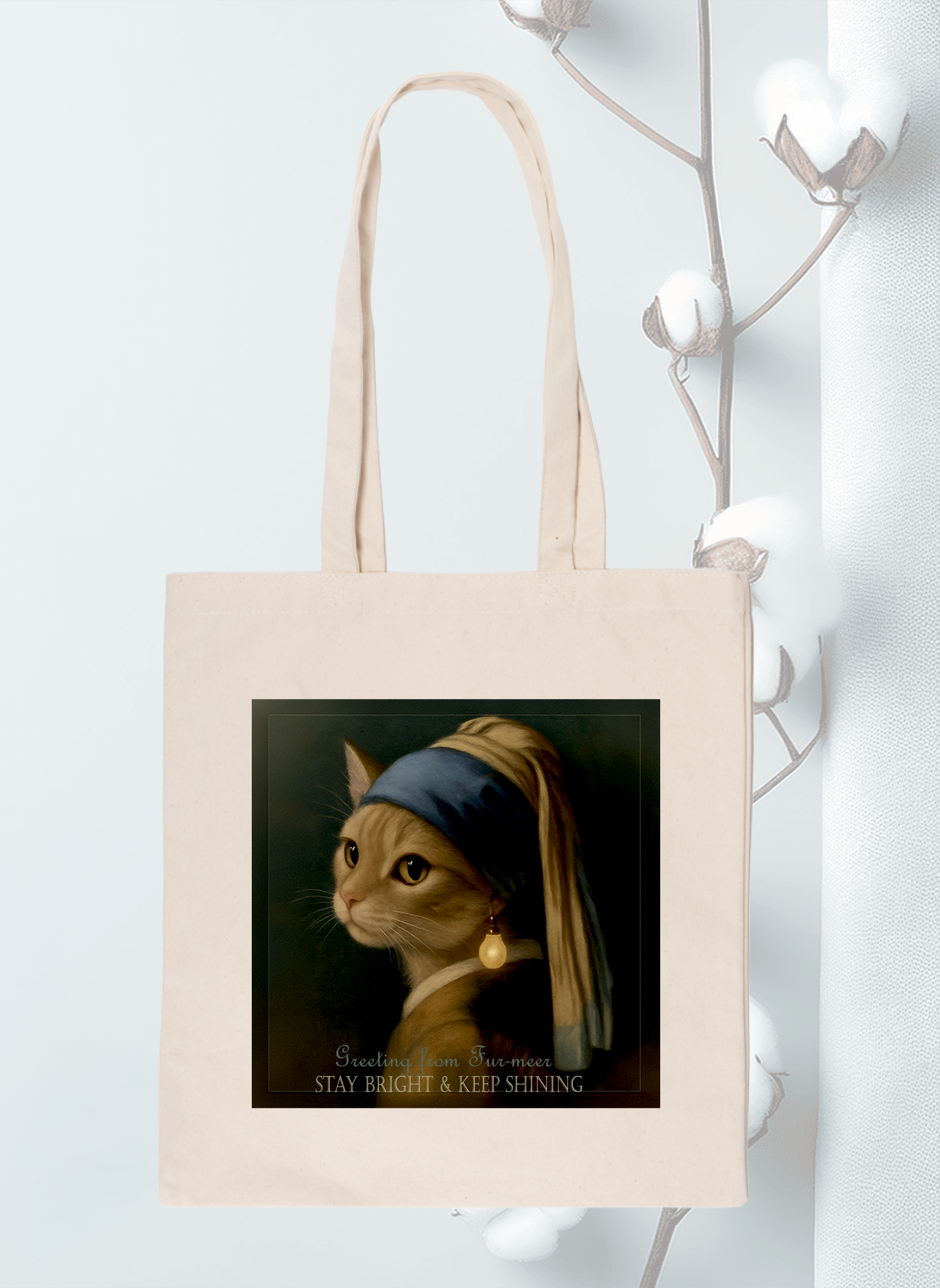Tote bag 'Vermeer cat Light bubble'