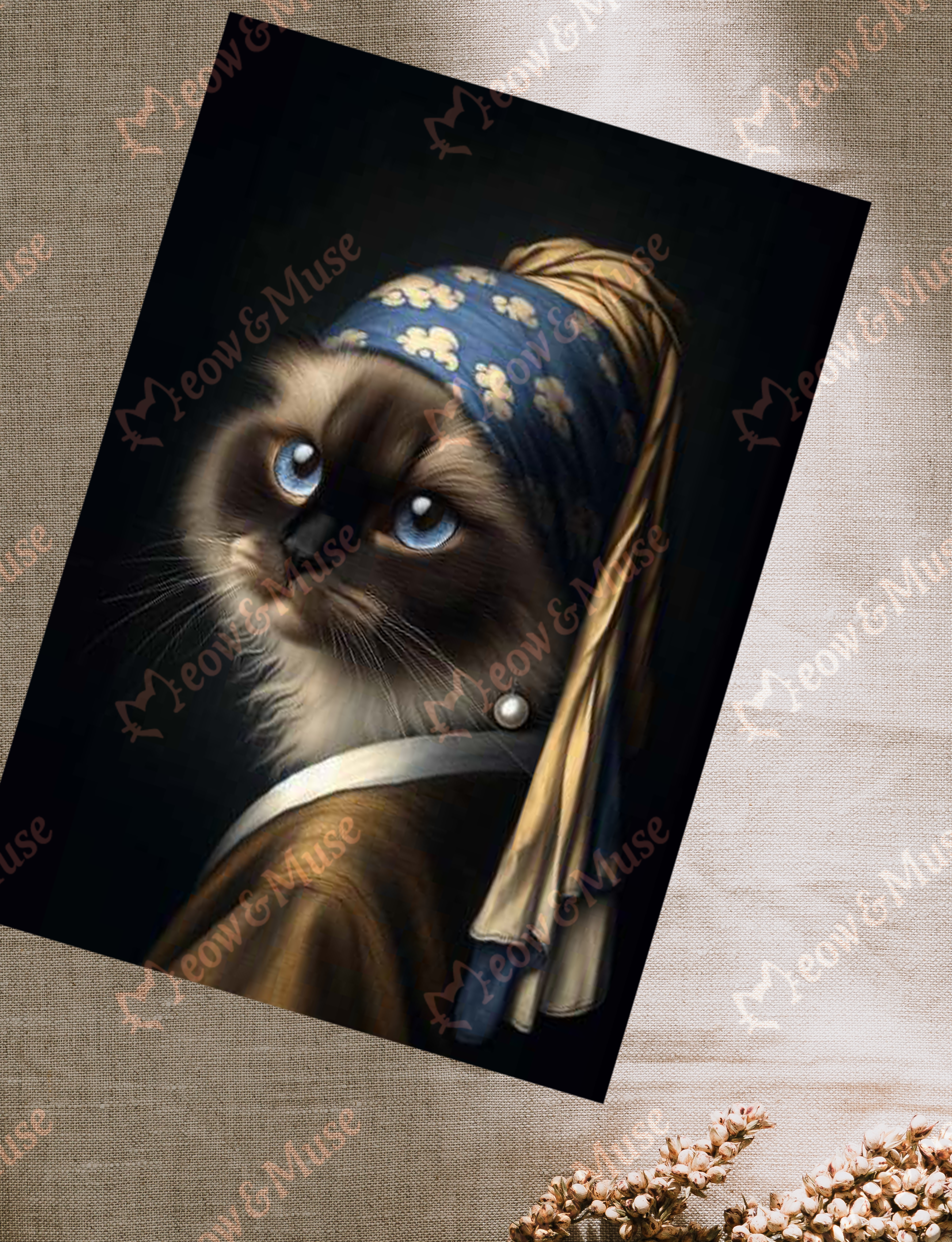 Postcard 'Vermeer cat Siamese'