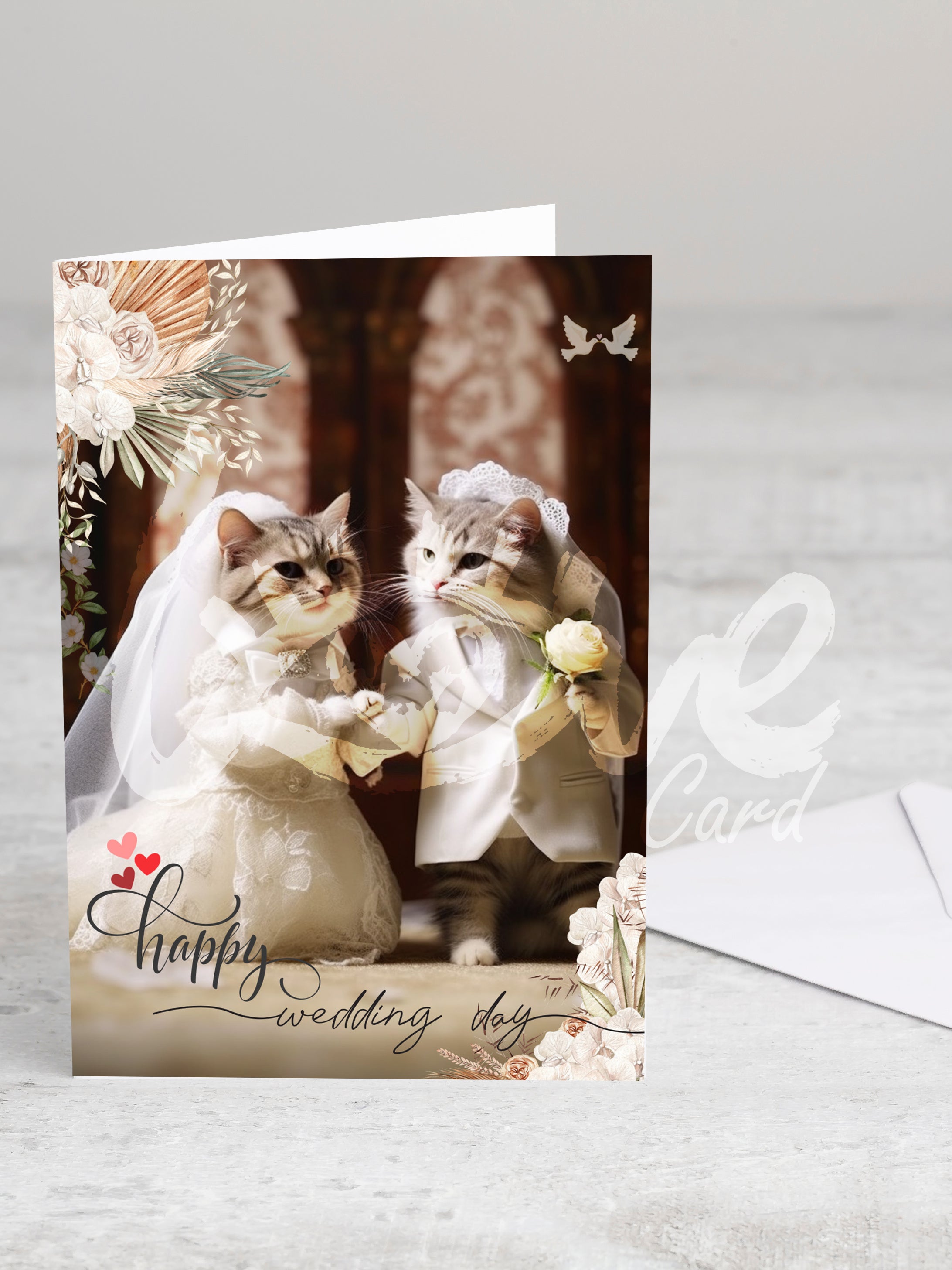 Greeting card 'Happy wedding day' with envelope