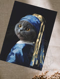 Postcard Vermeer cat Blue cat