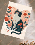 Post card 'Tuxedo heart and flowers'