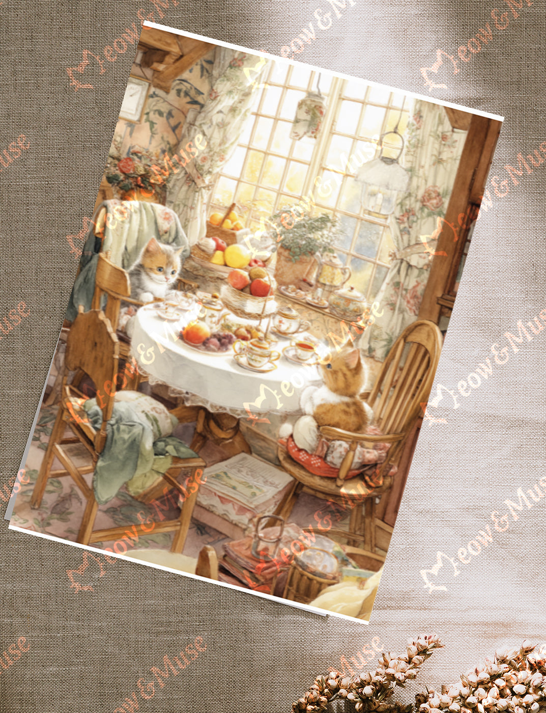 Postcard 'Tea with Whiskers'