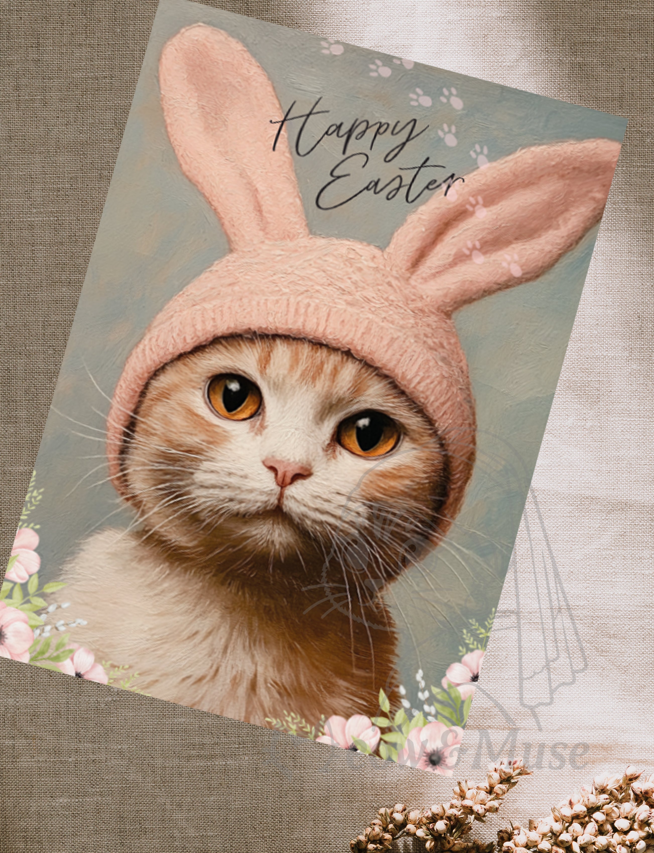 Postcard 'Easter bunny cat'