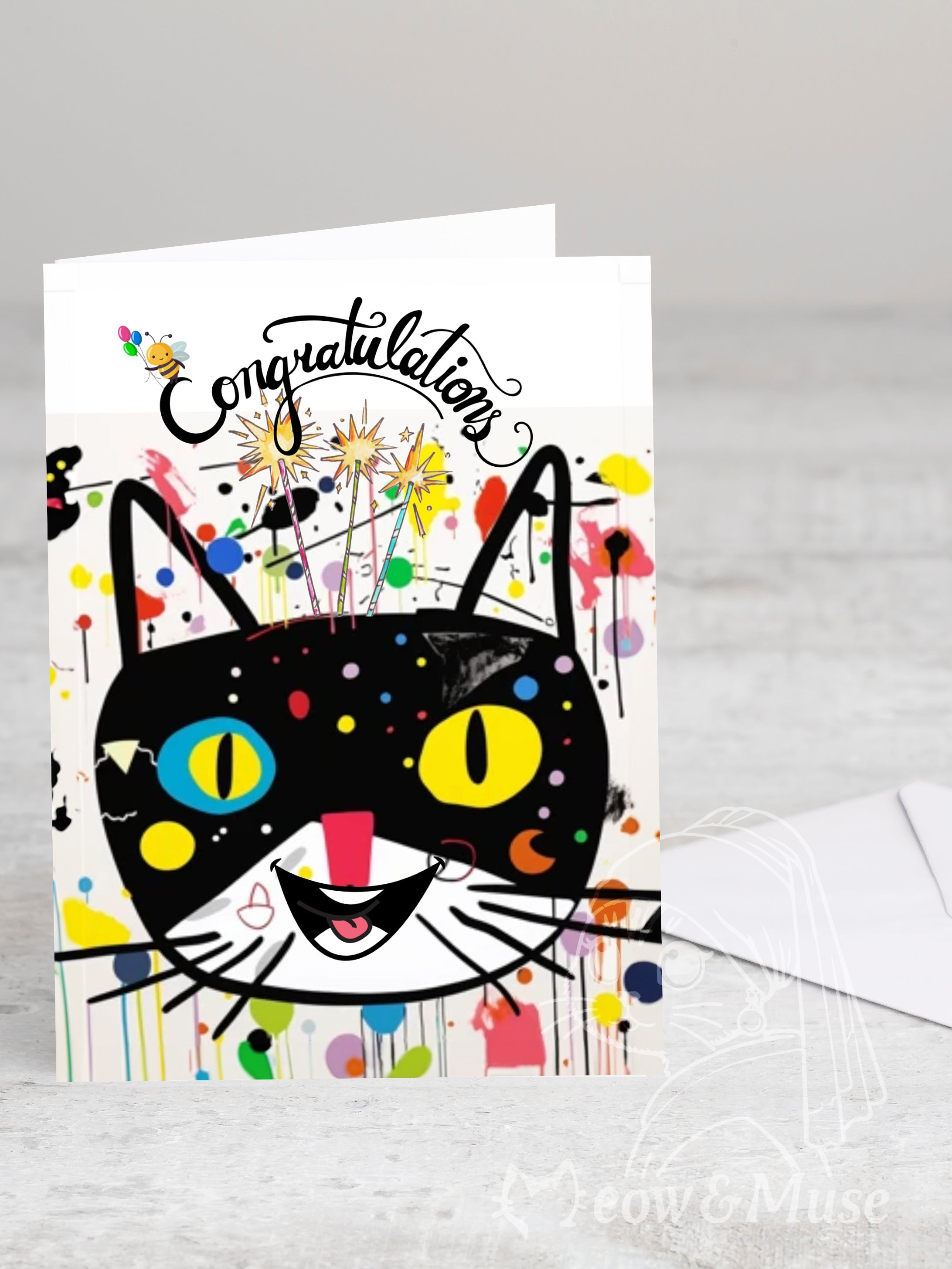 Greeting card 'Congrats white' with envelope