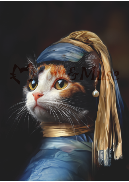 Postcard Vermeer cat 'Calico' 2