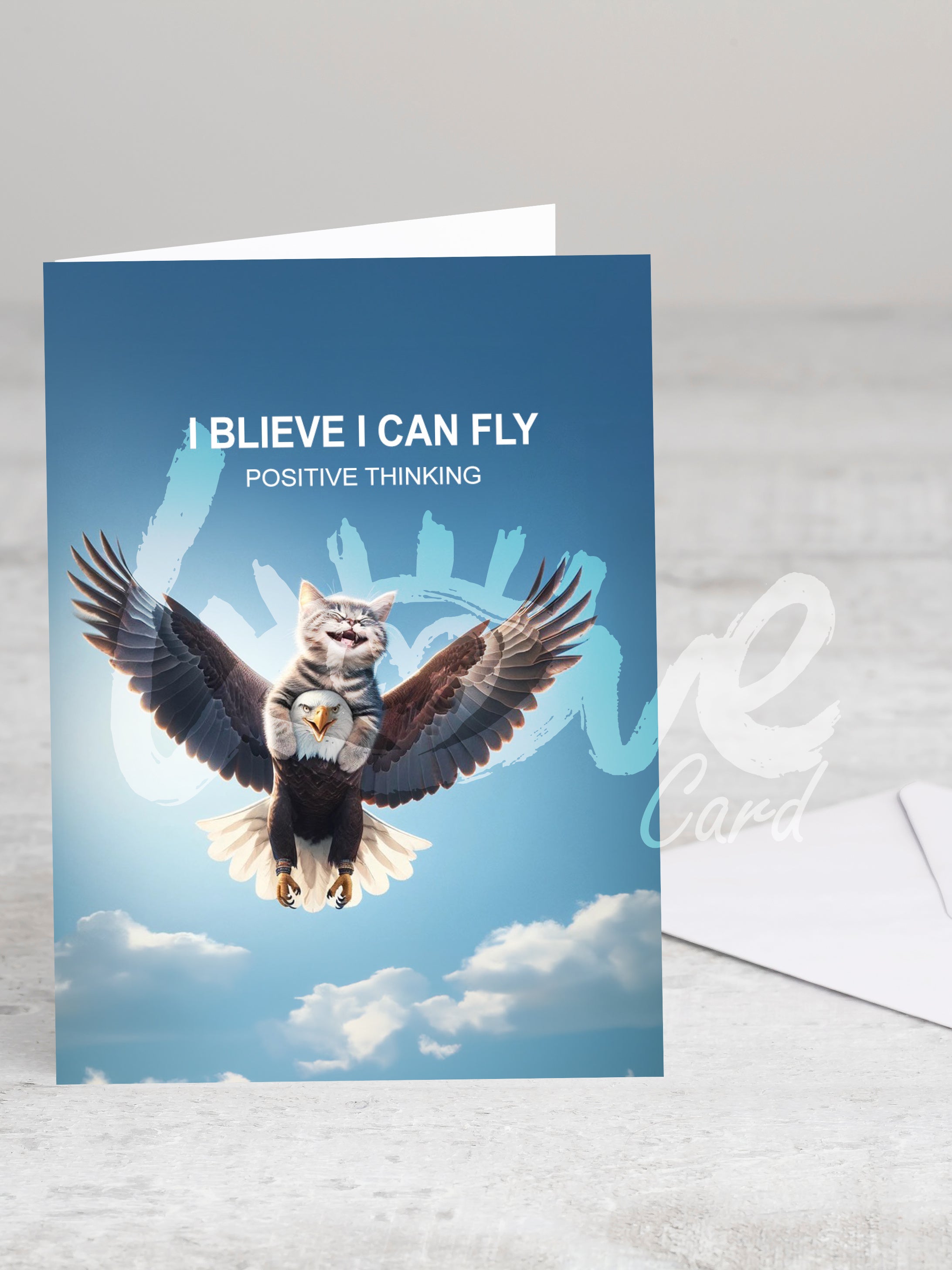 Greeting card 'I believe I can fly' with envelope
